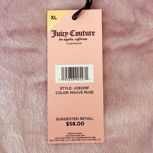 Juicy Couture Women’s Velvet Fleece Button Down Shirt and Pants Mauve Pajama Set - Picture 10 of 11